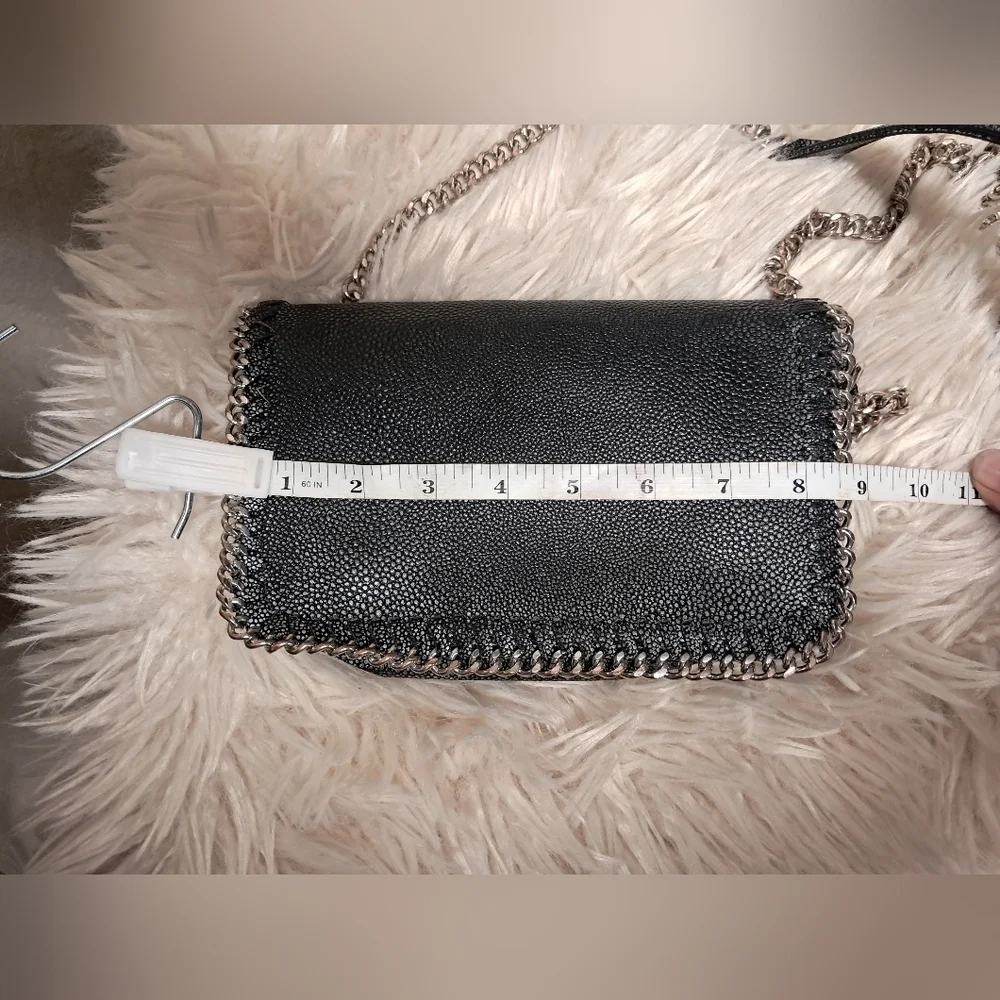 Sondra Roberts Silver Chain Leather Crossbody Bag
